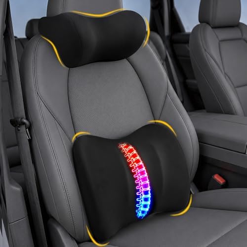 Allaboutsla Lumbar Back Support Pillow for Car, Neck Headrest Pillow Set by Allaboutsla
