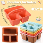 6 Pack Plastic Classroom Organizer Caddy with Handle, Boho - Image 2