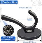ULIBERMAGNET Strong Magnetic Double Hooks, 4 Pack Heavy Duty Sturdy Coat Magnetic Hooks, Rubber Magnets Large Hooks for Coat Robe Towel Key Hat (Black) - Image 2