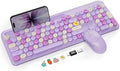 Wireless Keyboard and Mouse Combo, Purple, Round Keycaps, Tablet Holder by Trueque