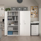 72" H Metal Garage Storage Cabinet with 2 Doors and 4 Shelves, White Steel Locking File Cabinet, Metal Storage Cabinets for Office, Home, Garage, Gym, School - Image 2