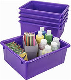 Storex Letter Size Deep Storage Tray – Organizer Bin for Classroom, Office and Home, Violet, 5-Pack (62528A05C) - Image 2