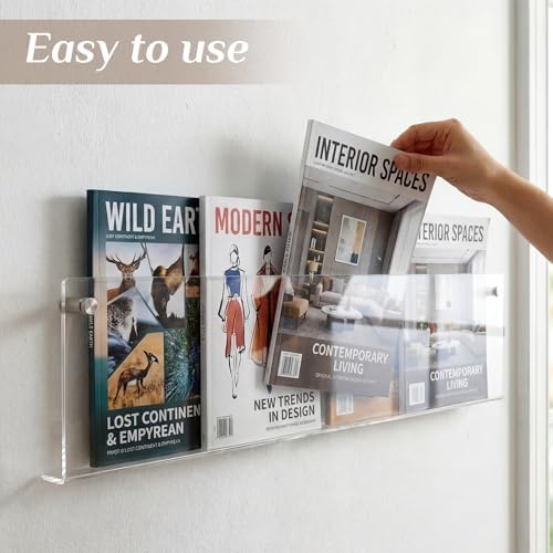 2 Pack Clear Acrylic Magazine Holder Wall, Brochure, 24 Inch - Image 4