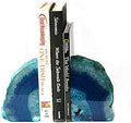 JIC Gem Teal Agate Geode Heavy Duty Bookends with Anti-Slip Rubber Bumpers by JICGem%C2%AE