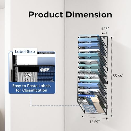 14-Tier Wall File Organizer and Hanging File Organizer, Black, 2Pack - Image 2