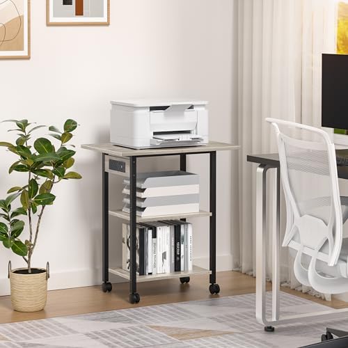 Lerliuo 3-Tier Printer Stand with Charging Station, Rolling Printer Table - Image 4