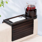 Couch Cup Holder for Armrests Over 4.9" Wide with 360° Phone Stand Walnut by Tomlyop