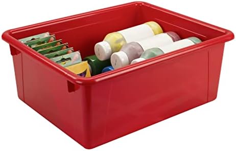 Storex Letter Size Deep Storage Tray – Organizer Bin for Classroom, Office and Home, Red, 5-Pack (62525A05C) by Storex