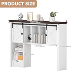 Large Desktop Bookshelf, 47.2" Desk Shelf with Sliding Barn Door - Image 2