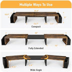 Simple Houseware Desk Dual Monitor Stand Riser with Drawer, Rustic Brown - Image 3