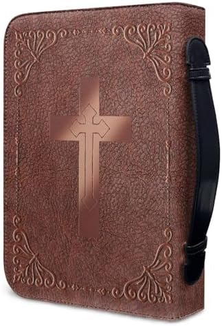 Elegant Cross & Scripture Bible Cover Case for Men Women Fashion PU Leather Bible Book Case Lightweight Portable Brief Case Stationary Supplies Storage - Image 3