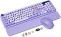 Wireless Keyboard Mouse Combo, Purple, Round Keycaps, Magnetic Wrist Rest by Trueque