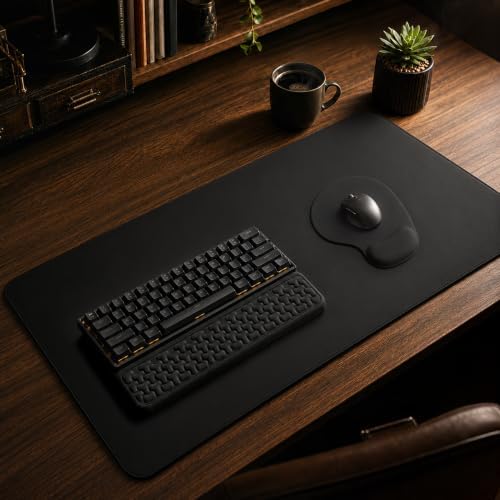 3-Piece Ergonomic Desk Mat Set,Memory Foam Wrist Rest for Gaming Desk,Black by HOME