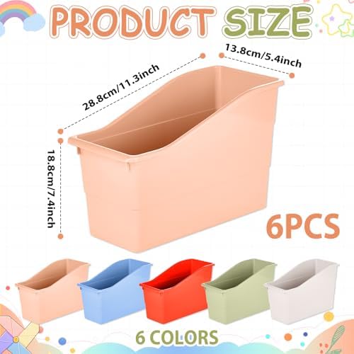 CHUNNIN 6 Pack Boho Book Bins Magazine and File Holders for Classroom - Image 2