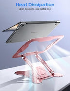 JCZT 360° Rotating Laptop Stand for Desk, Metal Foldable Laptop Riser, Pink - Image 7