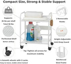 2-Tier Metal Rolling Cart, Compact Under Desk Storage Organizer - Image 6