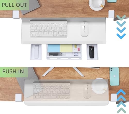 ETHU Corner Keyboard Tray Under Desk with Metal Rail, 26.8x11.8", White - Image 7