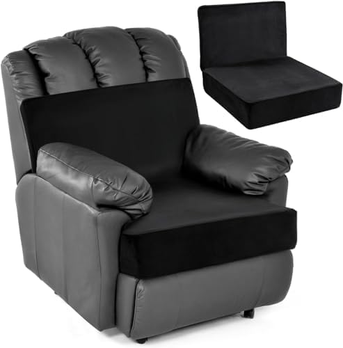 HOMBYS Foam Recliner Chair Cushions for Elderly, 4" Thick Chair Pads with Back Support for Office, Non-Slip Medium Firm Seat Cushion with Lumbar Pillow (Black, 22"x22"+13" Backrest) by HOMBYS