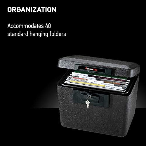 SentrySafe Black Fireproof Document Box with Key Lock, Safe Secures Files and Documents for Home or Office, 0.61 Cubic Feet, 13.6 x 15.3 x 12.1 inches, 1170 - Image 4