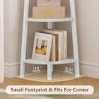 Hoctieon Corner Shelf, 6-Tier Corner Bookshelf, Rustic Ladder Shelf, Industrial Display Stand for Living Room, Kitchen, Home Office, Balcony, Small Space, Metal Frame, White - Image 4