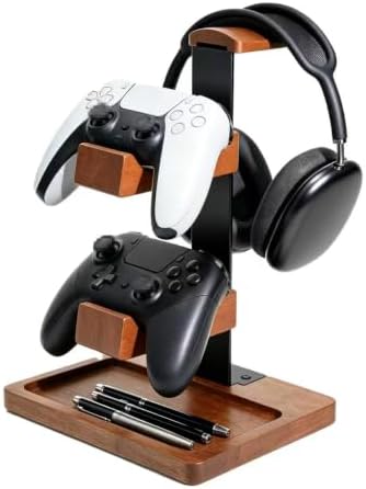 Wood Headphone Stand,Headset Holder with Dual Gaming Controller Holder by Unknown