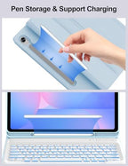 Keyboard Case for Samsung Galaxy Tab S10 FE+ Plus 13.1'' 2025, Galaxy Tablet S10FE+ Case with Backlit Keyboard, 7-Color Backlight Keypad with Pen Holder for Samsung Tab S10FE Plus 13.1 Inch, Sky Blue - Image 6