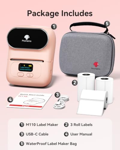 Phomemo M110 Label Maker Machine with 3 Tapes and Bag, 2 Inch Label Printer - Image 5