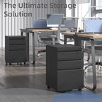 Guizeeopo Filing Cabinets for Home Office, Mobile File Cabinet with Lock, 3 Drawer Filing Cabinet for A4/Letter/Legal Size Folder, Fully Assembled Except Casters, Matte Black - Image 5