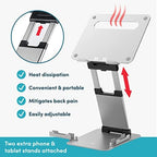 Lifelong 20" Tall Adjustable Laptop Stand with Phone & Tablet Holder - Image 4