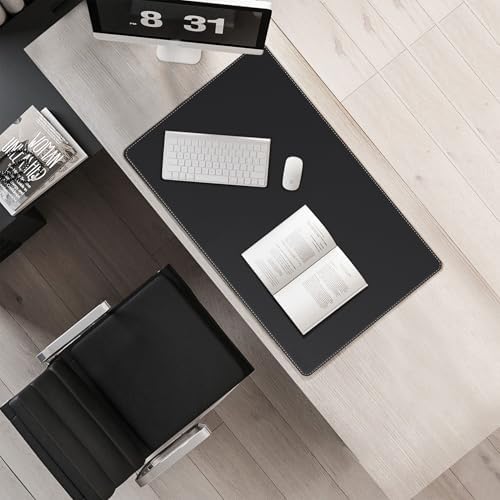 Mydours 40" x 20" Extra Large Desk Mat, PU Leather & Cork Desk Pad, Black - Image 6