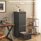 Guizeeopo Metal File Cabinet with Lock, Vertical 4 Drawer File Cabinets for Home Office, Heavy Duty Office Storage Cabinet for A4/Letter/Legal Size, Assembly Required(Black) - Image 3