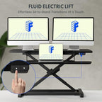 FLEXISPOT 36" Electric Standing Desk Converter, Motorized Sit to Stand Desk Riser, Height Adjustable Desktop Dual Monitor Workstation with Large Keyboard Tray, Black - Image 3