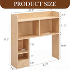 Cinnvoice Natural Desktop Bookshelf Countertop Storage Hutch with Drawer for Computer Desk 5-Tier Display Rack Multipurpose Wood Desktop Hutch Storage Organize for College Dorm Home Office Supply - Image 3