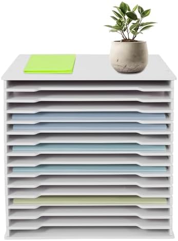 Literature Organizer with Adjustable Shelves, 15 Compartments Mail Sorter & Paper Organizer - Vertical Desktop Mailbox for Office, Classroom, Home, Mailroom Organization, White, PVC Material by Unknown