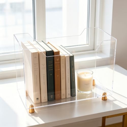 Acrylic Magazine Holder, Crystal Clear Magazine Rack Floor for Home Office - Image 3