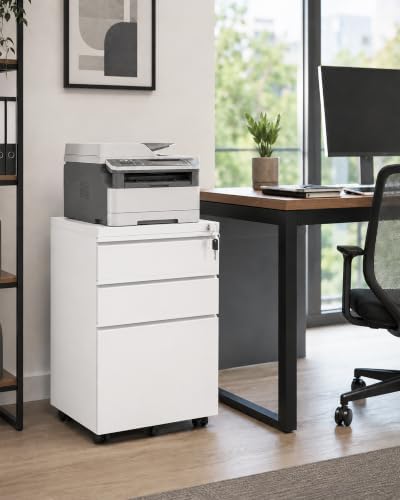 Fully Assembled 3-Drawer Mobile File Cabinet with Lock, Under Desk Storage - Image 2