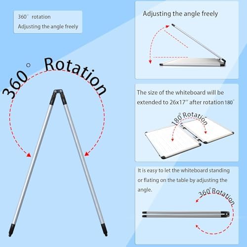 Dry Erase Board, 17x13 inch with 4 Sides Magnetic Whiteboard, A3 Foldable Small White Board with Lines, Perfect for Office, School, and Home. (Silver) - Image 3