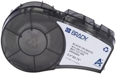 Brady Authentic (M21-137-499) Pre-Sized High-Adhesion Nylon Labels for Equipment, General ID, Lab, Wire/Cable, Black on White Material - Designed for M210, M210-LAB, M211 Printers, 0.75 in H x 2 in W by BradyCorp