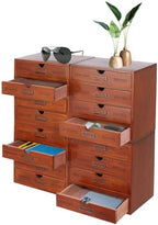 Wooden Storage Box, 16 Drawers Wood Multi Drawer Storage Organizer Vintage Desktop Drawer Organizer Rustic Desk Storage Organizer for living rooms bedrooms study rooms offices dormitories by Unknown