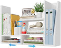 Desktop File Organizer Desk Organizer Shelf - White Office Organization Shelves for Top of Desk Organizers and Accessories Corner Bookshelf Table Top Shelving Small Hutch Decorations for Women Office by NUTIKAS