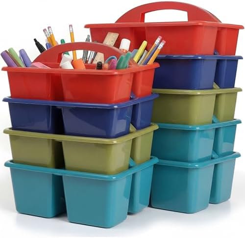 Kathfly 8 Pack Classroom Caddy Organizer with Handle Bulk, Deep Color by Kathfly