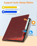 DTTO Leather Case for Galaxy Tab S10 Lite / S10 FE / S9 FE, Burgundy - Image 4