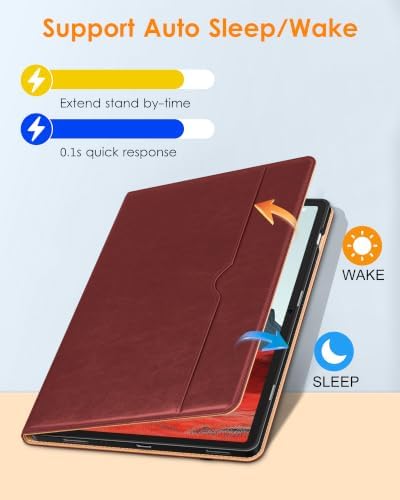 DTTO Leather Case for Galaxy Tab S10 Lite / S10 FE / S9 FE, Burgundy - Image 4