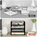 Natwind 4-Tier Stackable Metal Mesh Letter Paper Tray Organizer,Black - Image 5