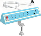 Desk Clamp Power Strip with Nightlight, 40W Fast Charging, 10FT Extension Cord, 4x20W USB-C & 2 USB Ports, 5 AC Outlets, Fits 1.69-Inch Table Edges by NYYTGE