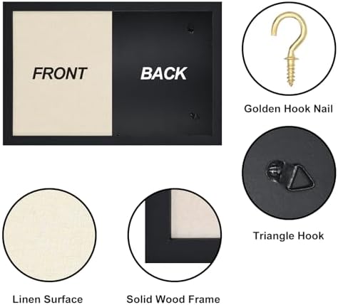 Egofine Cork Board Bulletin Board with Linen, 16x11 Wood Frame Pin Board Wall Decor, 2 Pack Cork Boards for Walls, Hanging Horizontal or Vertically for Office Home Decor School Kitchen, Black - Image 4