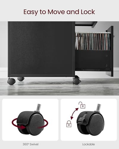 VASAGLE 2 Drawer File Cabinet with Lock, Rolling Printer Stand - Image 7