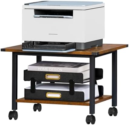 Lerliuo Under Desk Printer Stand, 2-Tier Industrial Rolling Printer Table by Lerliuo