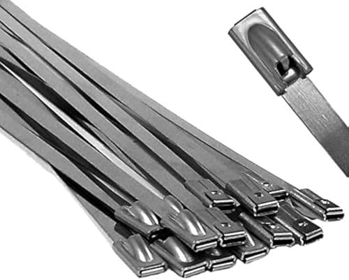 Electriduct 304 Stainless Steel Cable Ties 14 Inch 200 Lbs Heavy Duty Self Locking Ball Lock Zip Ties UV Resistant (100 Pack) by Electriduct