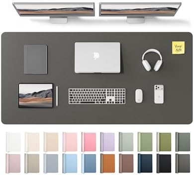 YSAGi Leather Desk Pad Protector, Office Desk Mat, Large Mouse Pad, Non-Slip PU Leather Desk Blotter, Laptop Desk Pad, Waterproof Desk Writing Pad for Office and Home (Dark Grey,55" x 24") by YSAGi
